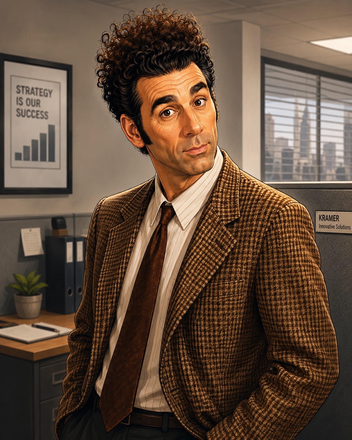 Cosmo, Humpf Tech AI operations partner, illustrated in an office setting