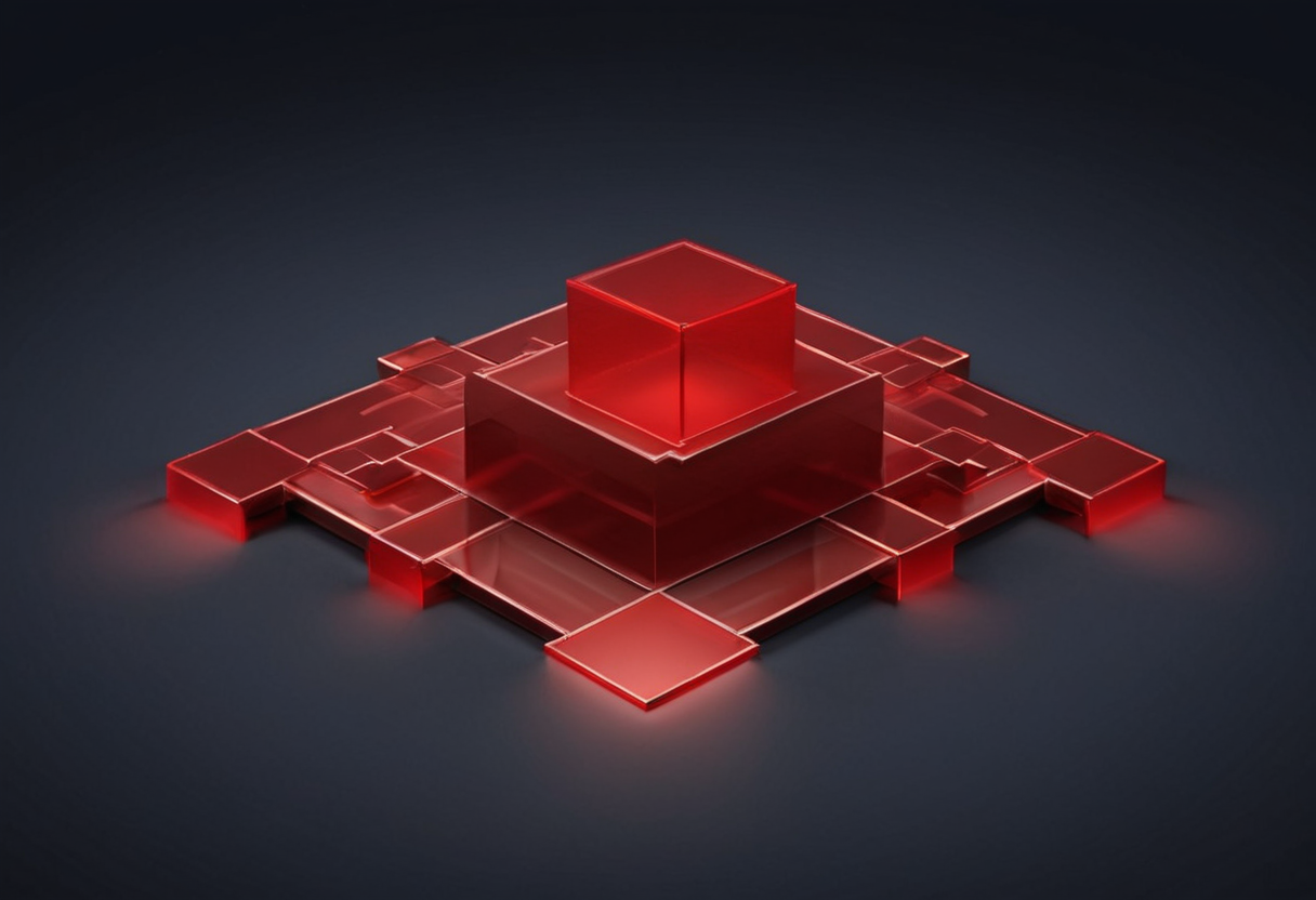 Abstract red data workflow graphic for practical AI integration